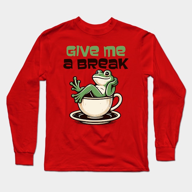 Frog lying on a coffee cup Long Sleeve T-Shirt by Art_Boys